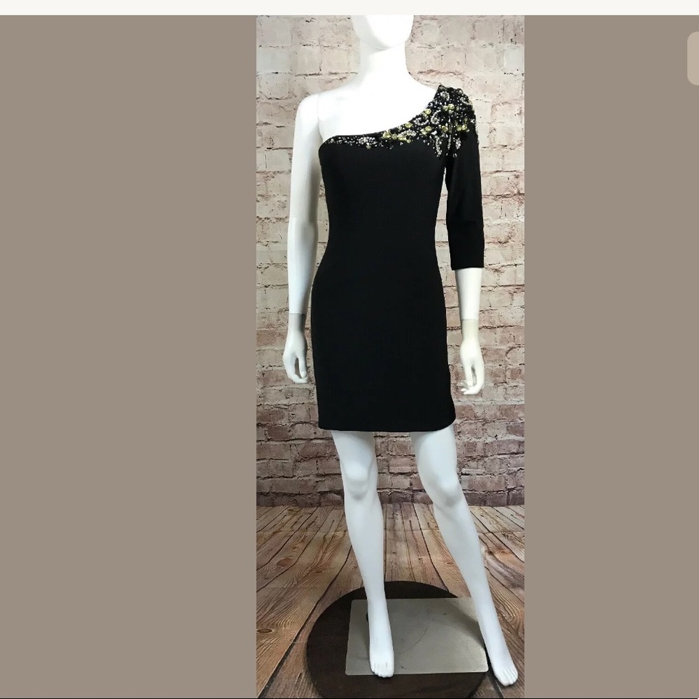 Cocktail Dress 8 One Sleeve Bodycon Embellished